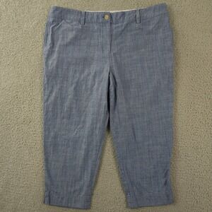 Talbots Pants Womens 16P Petite Blue Chambray Perfect Crop Pant Coastal Capsule